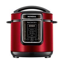 Panela de Pressão Elétrica Digital 6L, Mondial, Vermelho e Inox - PE-60-6L-RI