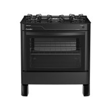 Fogão 5 Bocas Esmaltec Preto Mesa de Vidro Agata Glass