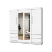Guarda-roupa Casal com Espelho 4 Portas 6 Gavetas Araplac Sofia