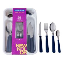 Faqueiro Tramontina Inox New Kolor com Gaveteiro 24 Peças