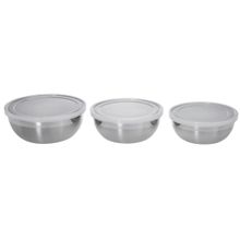 Jogo de Potes de Inox Tramontina com Tampa Redondo Freezinox 3 Peças