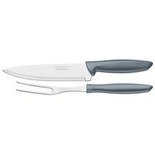 Conjunto Trinchante Tramontina Plenus 23498610 em Aço Inox e Cabo Cinza 2 Peças