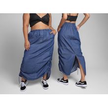 Saia Midi Vista Magalu Jeans Parachute Denim City