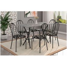 Mesa de Jantar 6 Cadeiras Retangular Preta