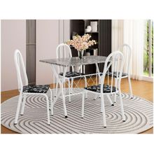 Mesa de Jantar 4 Cadeiras Retangular Preto Artefamol Ravena