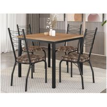 Mesa de Jantar 4 Cadeiras Quadrada Preto Fosco Artefamol Florença