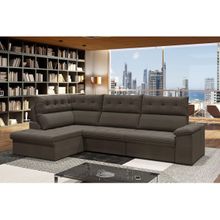 Sofá de Canto 6 Lugares Retrátil Reclinável Suede Veludo Madrid Flexforma Estofados