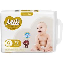 Fralda Mili Premium Love & Care Tam. G 9 a 12,5kg 72 Unidades