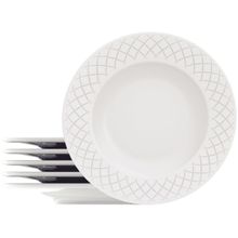 Jogo de Pratos Redondo de Porcelana Branco Raso