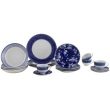 Aparelho de Jantar Sobremesa e Chá 20 Peças Tramontina de Porcelana Azul Redondo Umeko