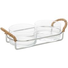 Petisqueira Oval com Suporte 3 Peças Wolff Nature