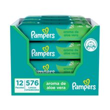 Lenço Umedecido Pampers Aloe Vera 12 Pacotes com 48 Unidades Cada