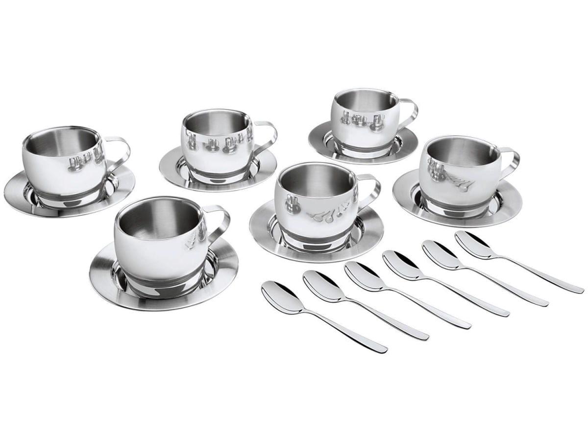 Encontraproduto.com.br - Jogo Aço Inox para Chá e Cappuccino 18 peças Tramontina 64430820