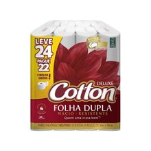 Papel Higiênico Folha Dupla Cotton Neutro Deluxe 24 Rolos 30m