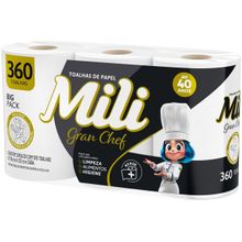 Papel Toalha Folha Simples Big Pack Mili Gran Chef 3 Unidades 120 Folhas Cada