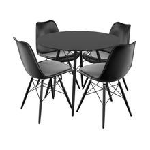 Mesa de Jantar 4 Cadeiras Redonda Preta