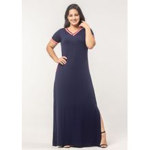 Vestido Longo Pau a Pique Náutico Azul Marinho