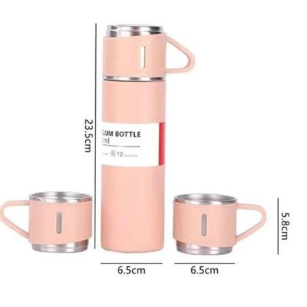 kit de presente garrafa térmica com 3 xicaras