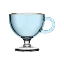 Jogo de Canecas Muse Azul com Borda Dourada 6 Peças