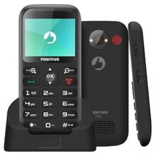 Celular Positivo P65 Preto com Tela 2.3”, Dual Chip, Câmera VGA, Bluetooth e Rádio FM