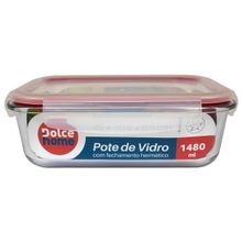 Pote Hermetico Vidro 1480ml Dolce Home Marmita Com Tampa Trava Segurança Armazenagem De Alimentos