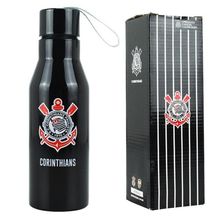 Garrafa Inox Corinthians Preta Com Tampa 600ml Oficial