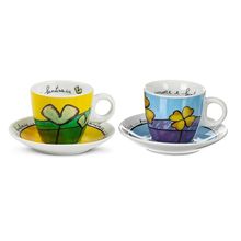 Jogo de xícaras espresso com pires em porcelana Imeltron 90ml 2 peças azul e verde