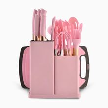 Jogo Utensílios de Cozinha Completo 19 Peças Rosa