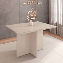 Mesa de Jantar Retangular Casa D Paris com Tampo em MDP e Vidro 120 x 90 cm - Off White