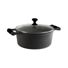 Caçarola Ferro Alça Silicone Preto Tampa Vidro 6,5 lts 28cm