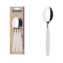Conjunto Colheres Mesa Tramontina Ipanema Inox Cabo Branco 3 Peças Tramontina