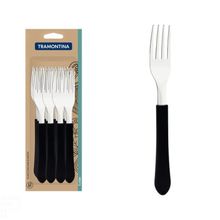 Conjunto Garfos Mesa Tramontina Leme Inox Cabo Preto 12 Peças Tramontina