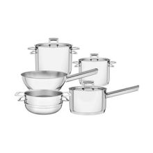 Jogo Panelas Tramontina Brava Aço Inox Fundo Triplo Tampa Plana 5 Peças Tramontina