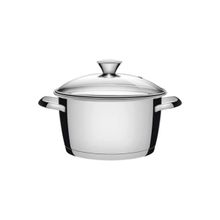 Caçarola Funda Tramontina Allegra Aço Inox Fundo Triplo Tampa Vidro 22cm 4,2L Tramontina