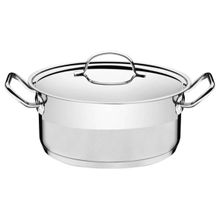 Caçarola Tramontina Professional Rasa Aço Inox Fundo Triplo Tampa Plana Detalhe Satinado 28cm 7,1L Tramontina