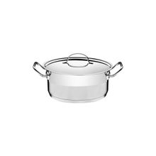 Caçarola Tramontina Professional Rasa Aço Inox Fundo Triplo Tampa Plana Detalhe Satinado 16cm 1,4L Tramontina