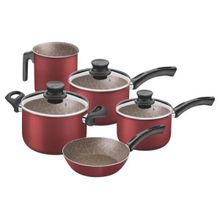 Jogo Panelas Tramontina Paris Texture Alumínio Antiaderente Starflon Vermelho 5 Pçs Tramontina