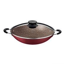 Wok Tramontina Paris Antiaderente Starflon Max Vermelho Tampa Vidro 32cm 4,4L Tramontina