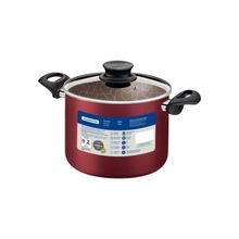 Caldeirão Tramontina Paris Antiaderente Starflon Max Vermelho Tampa Vidro 26cm 9,6L Tramontina