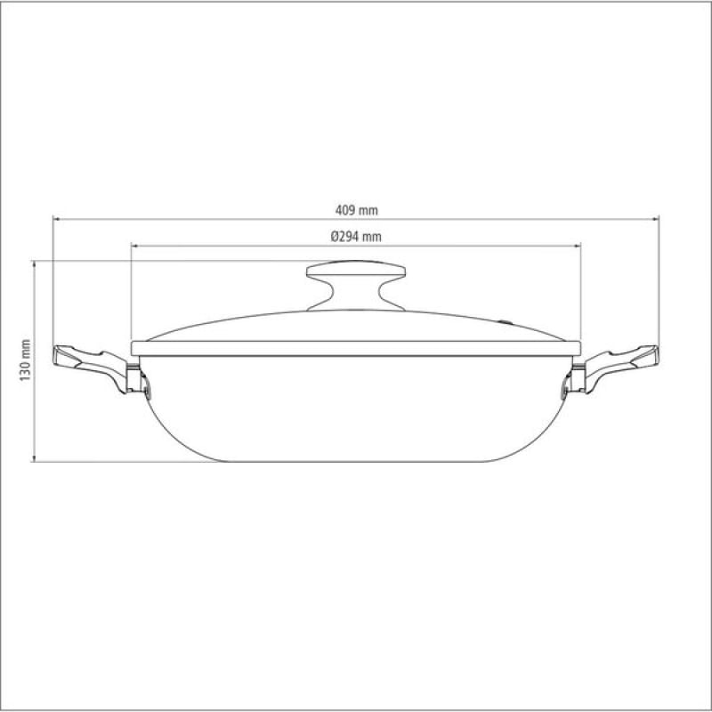 Wok Tramontina 28cm 3,2l Ravena Antiaderente Starflon Max Tampa De Vidro Tramontina