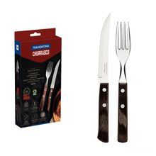 Jogo Talheres Churrasco Tramontina Aço Inox Cabo Castanho Polywood 12 Peças Tramontina