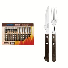 Jogo Talheres Churrasco Tramontina Aço Inox Cabo Castanho Polywood 12 Peças Tramontina