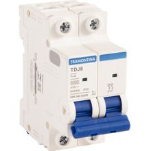 Minidisjuntor TDJ6 2 P 2A 6kA curva C Tramontina Tramontina