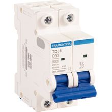 Minidisjuntor TDJ6 2 P 63A 6kA curva C Tramontina Tramontina