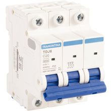 Minidisjuntor TDJ6 3 P 20A 6kA curva C Tramontina Tramontina