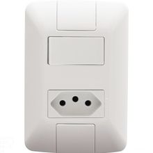 Conjunto 4x2 1 Interruptor Simples 6A 250V 1 Tomada 2P+T 10A 250V Tramontina Aria Branco Tramontina