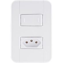 Conjunto 4x2 1 Interruptor Paralelo 10A 250V 1 Tomada 2P+T 10A 250V Tramontina Tablet Branco Tramontina