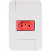 Conjunto 4x2 1 Tomada 2P+T 20A 250V Tramontina Tablet Branco Vermelho Tramontina