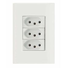 Conjunto 4x2 3 Tomadas 2P+T 10A 250V Tramontina Giz Branco Tramontina