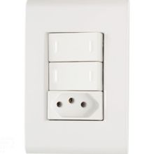 Conjunto 4x2 2 Interruptores Paralelos 10A 250V 1 Tomada 2P+T 10A 250V Tramontina Liz Branco Tramontina